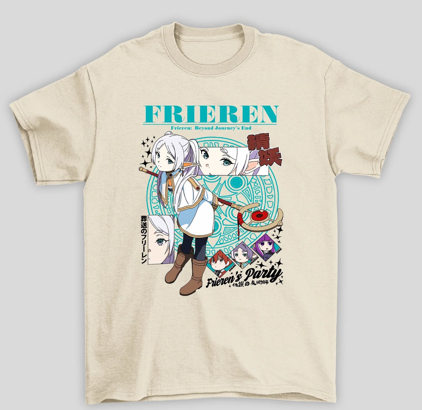 Camiseta Básica Unissex Frieren Party Frieren's- pérola