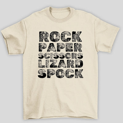 Camiseta Básica Unissex Rock Paper Scissors The Big Bang Theory