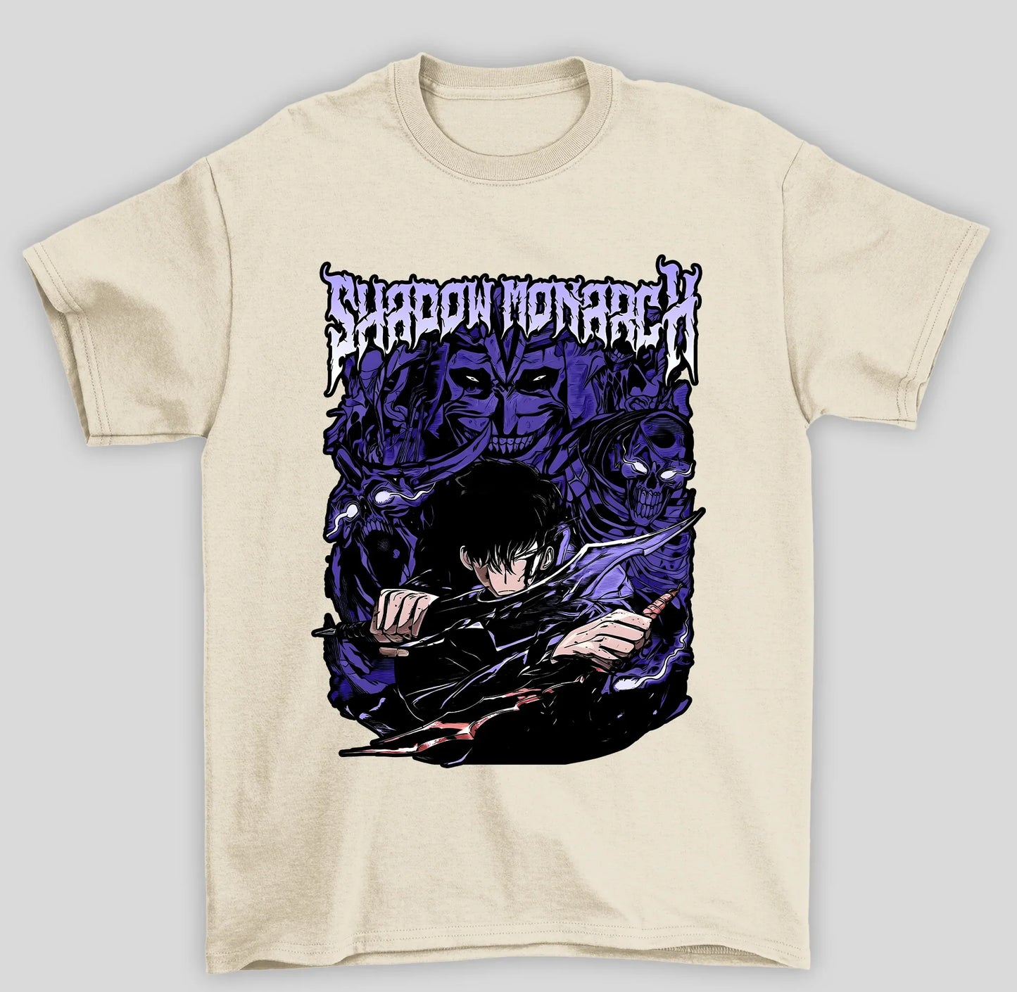 Camiseta Básica Unissex Solo Leveling Shadow Monarch