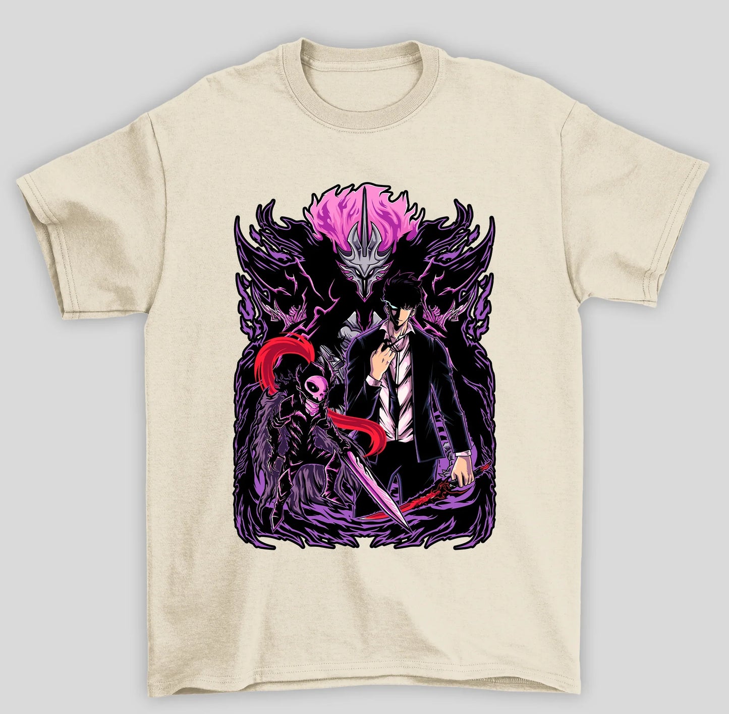 Camiseta Básica Unissex Solo Leveling Sung Cavaleiro Roxo