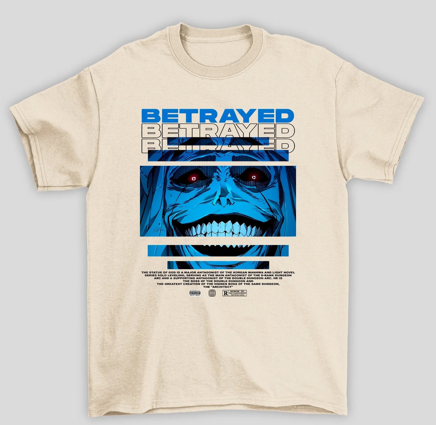 Camiseta Básica Unissex Solo Leveling Betrayed Monstro Azul