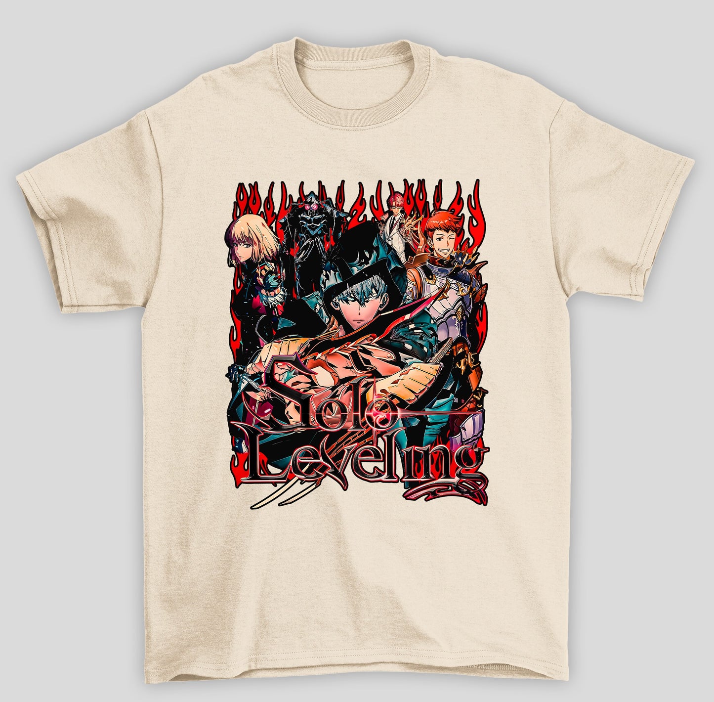 Camiseta Básica Unissex Solo Leveling Personagens