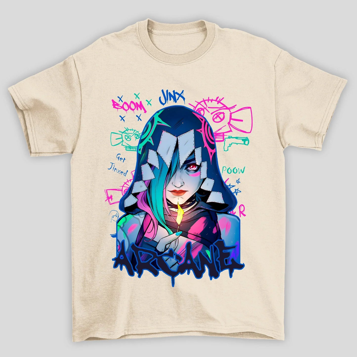 Camiseta Básica Unissex Arcane Jinx Fosforo