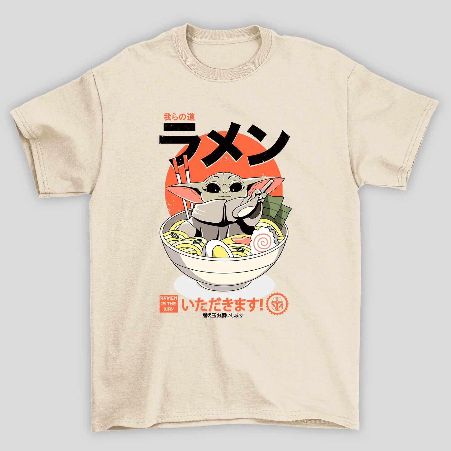 Camiseta Básica Unissex Ramen Baby Yoda Mandalorian Kanji
