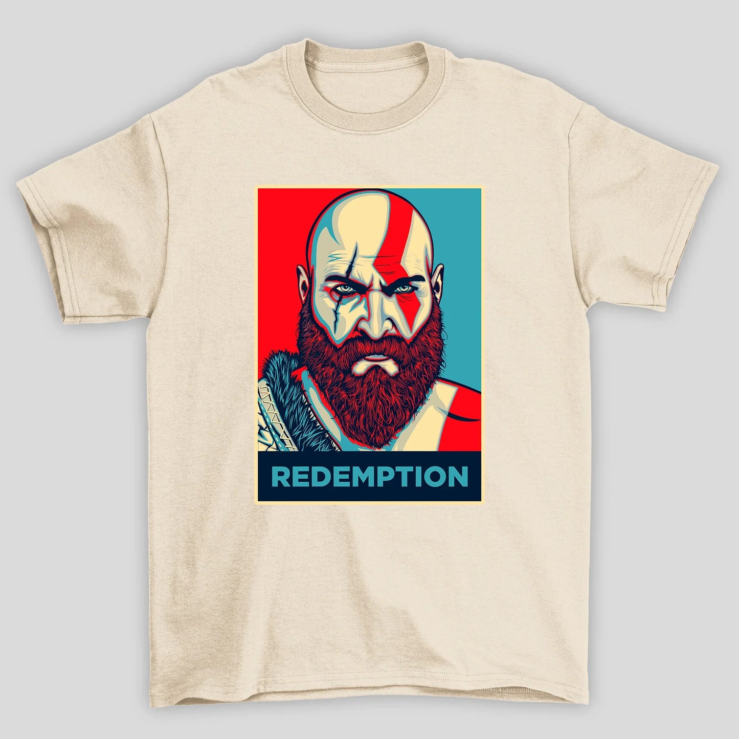 Camiseta Básica Unissex Kratos Rosto Art Pop God Of War