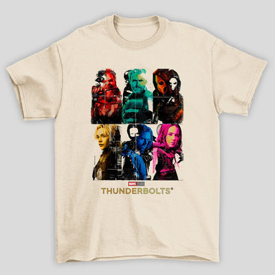 Camiseta Básica Unissex Thunderbolts Peronagens Poster