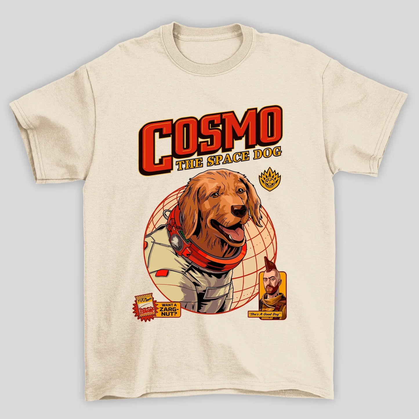 Camiseta Básica Unissex Cosmo The Space Dog Guardioes Da Galaxia