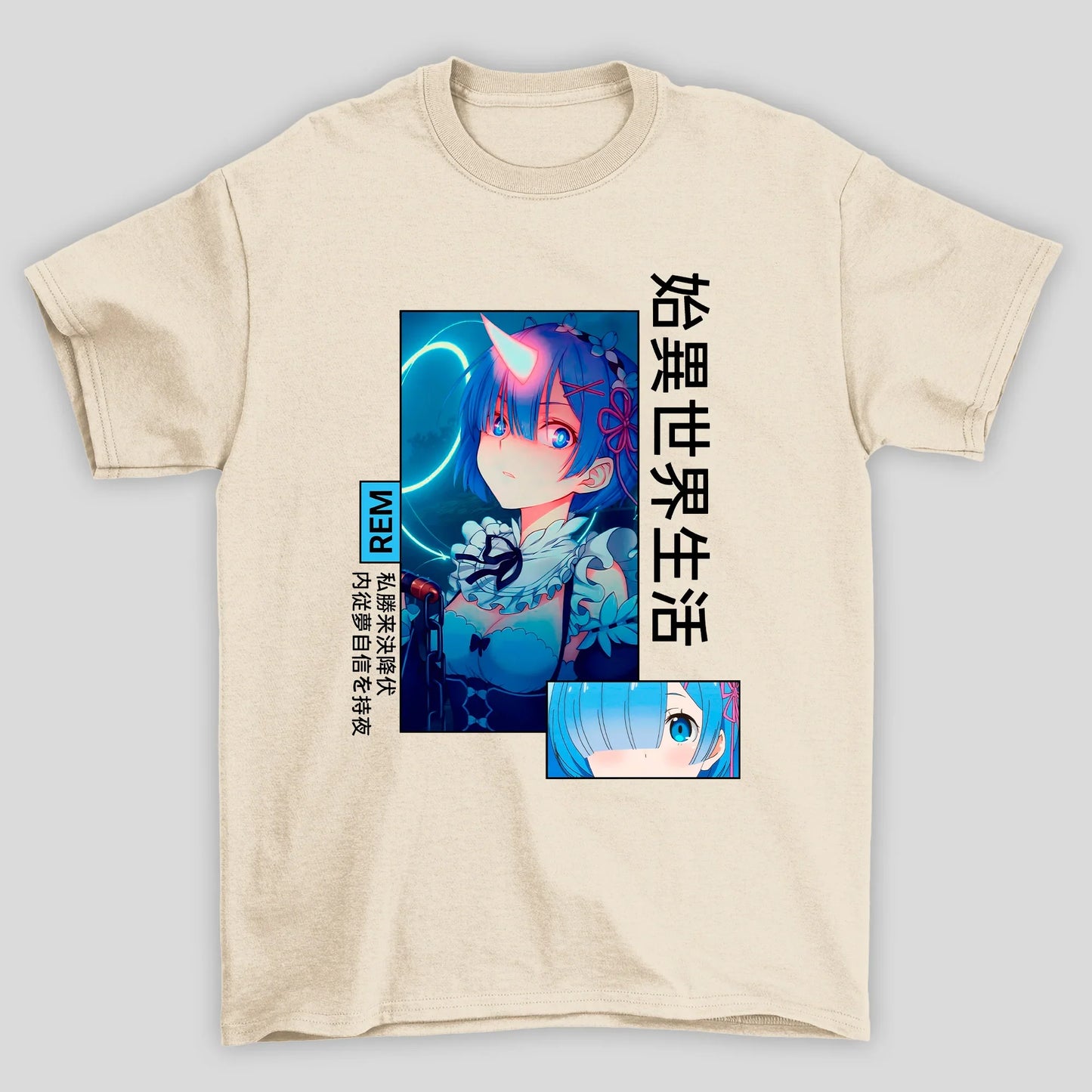 Camiseta Básica Unissex Kanji Rem Chifre Re Zero