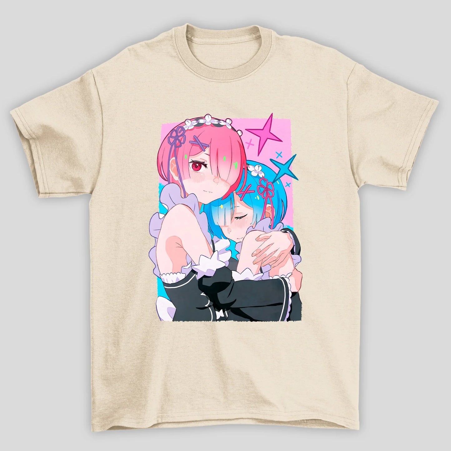 Camiseta Básica Unissex Rem E Ram Abraço Re Zero