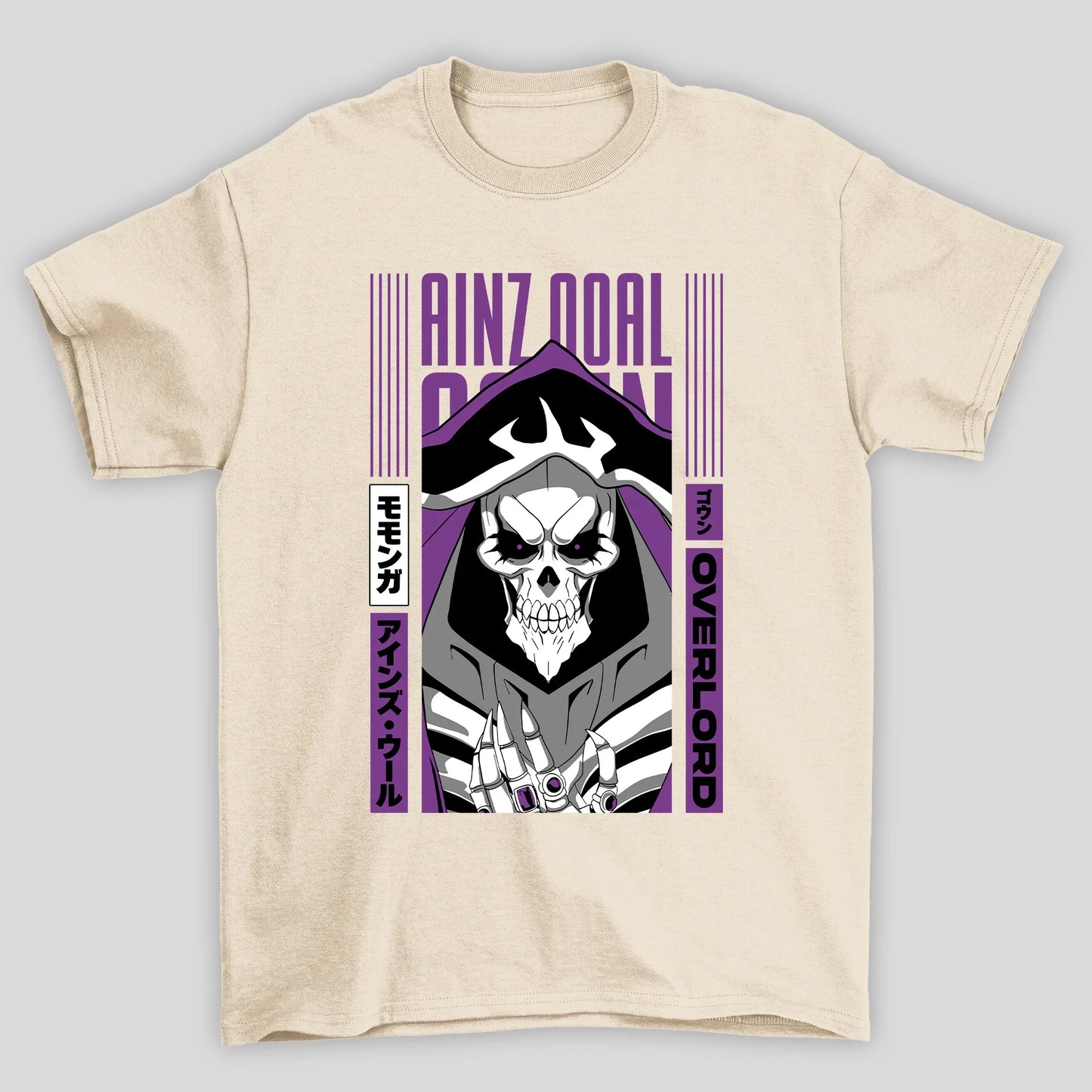 Camiseta Básica Unissex Overlord Ainz Rosto Kanji