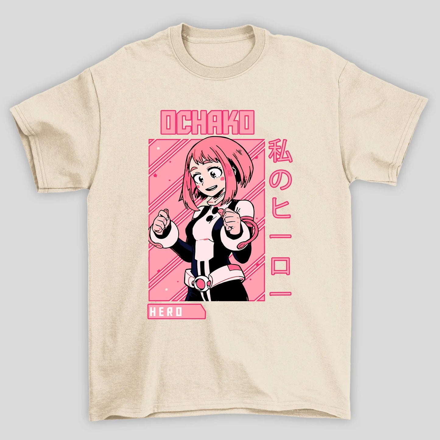 Camiseta Básica Unissex Ochoko Uraraka Kanji Boku No Hero