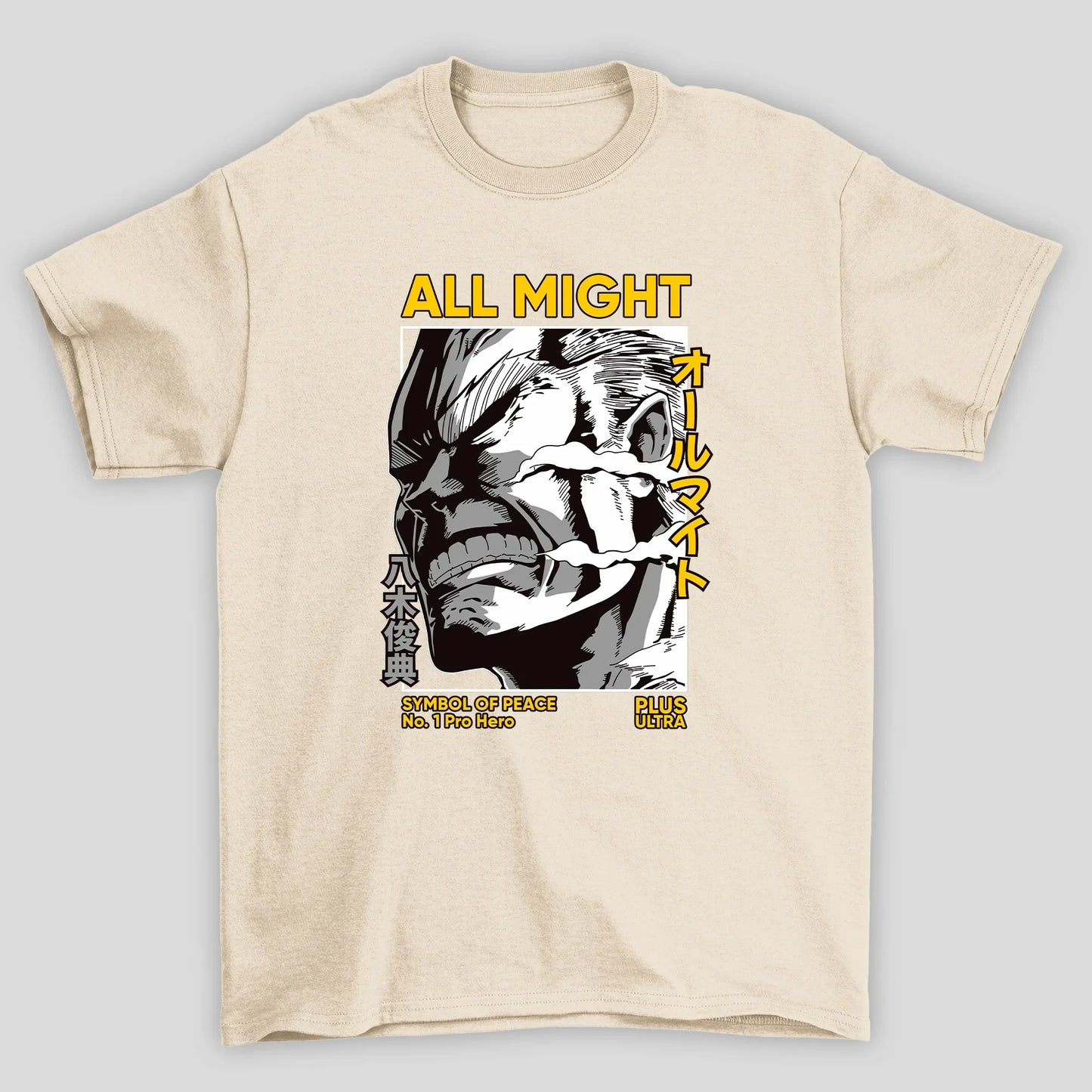 Camiseta Básica Unissex All Might Rosto Forte Boku No Hero