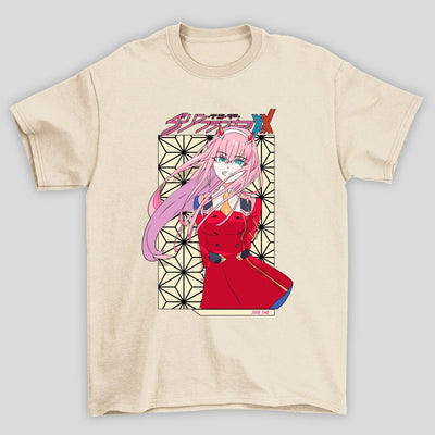 Camiseta Básica Unissex Zero Two Sorriso Kanji Darling In The Franxx