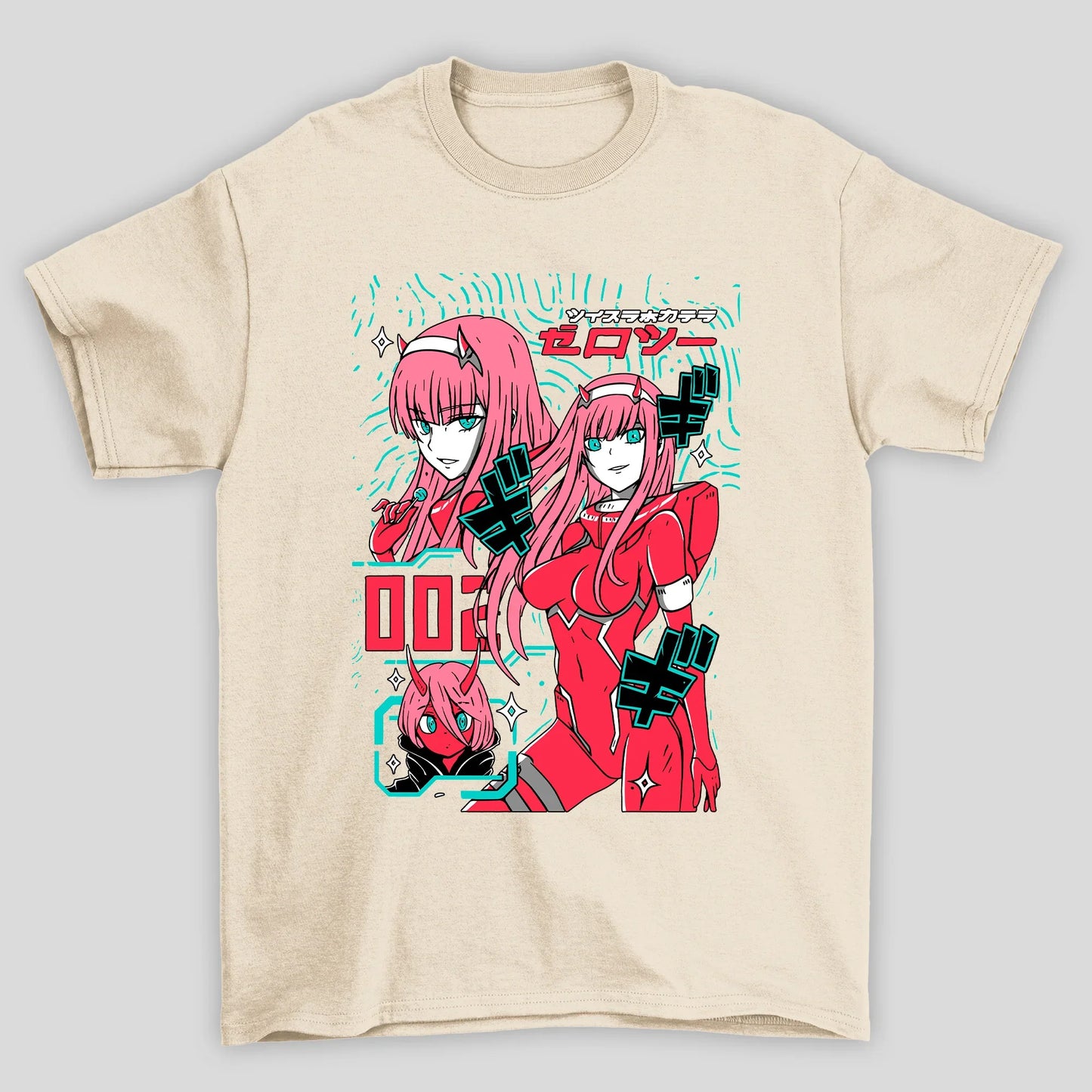 Camiseta Básica Unissex Zero Two Kanji Verde Darling In The Franxx