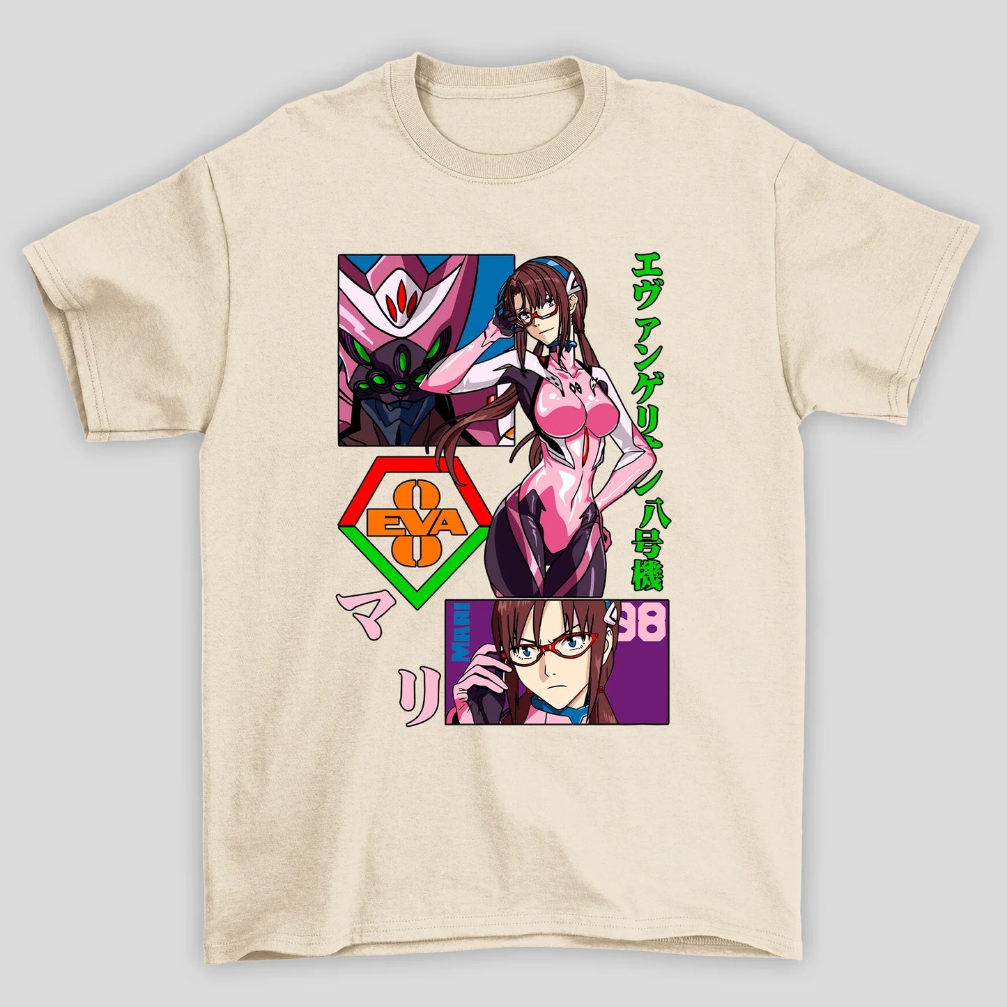 Camiseta Básica Unissex Mari EVA00 Kanji Evangelion