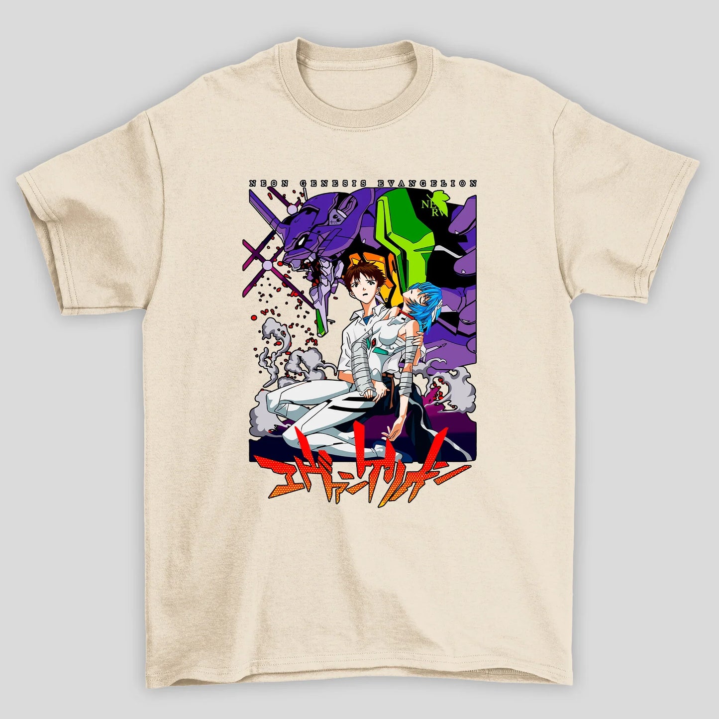 Camiseta Básica Unissex Shinji Rei Eva Kanji Evangelion