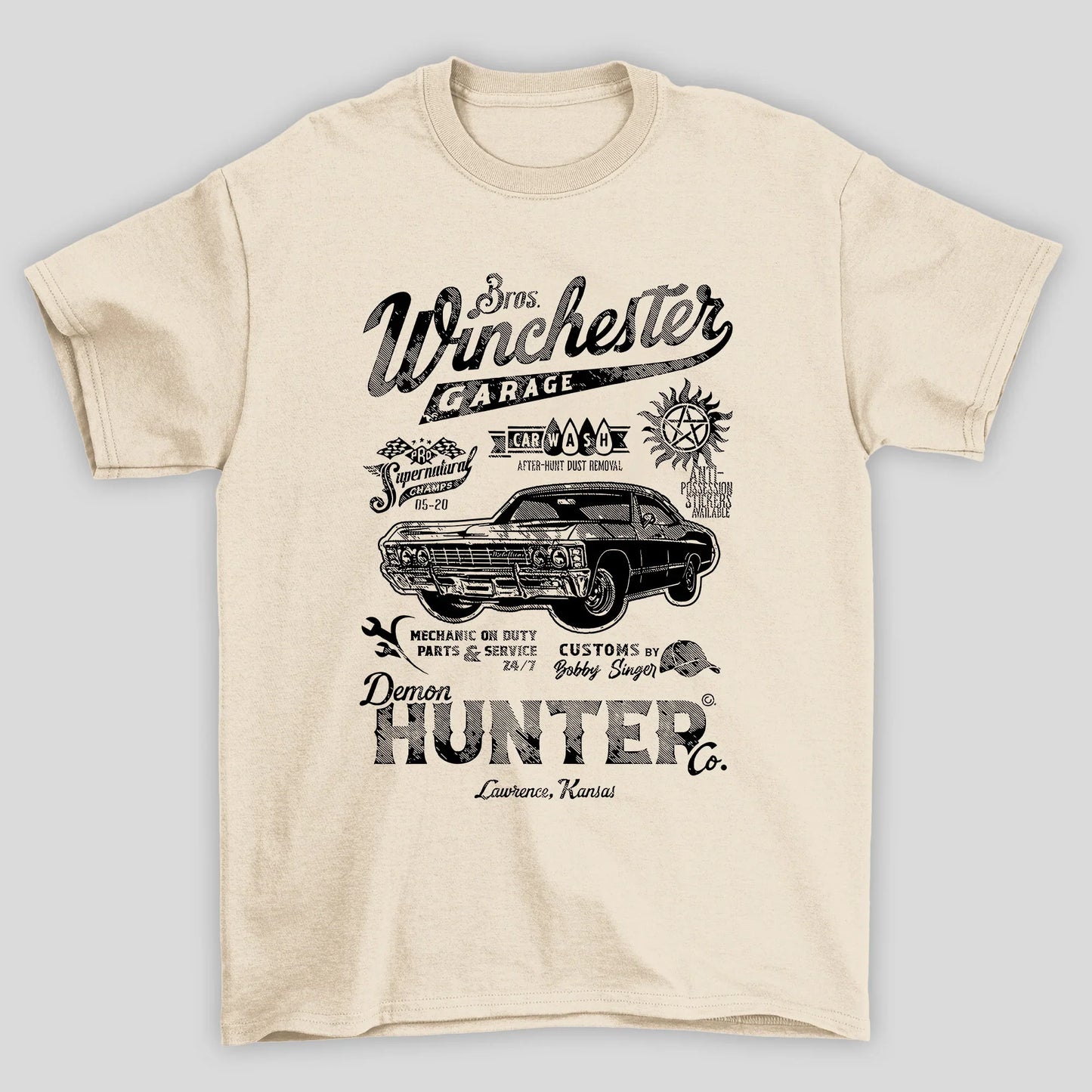 Camiseta Básica Unissex Bros Winchester Garage Supernatural