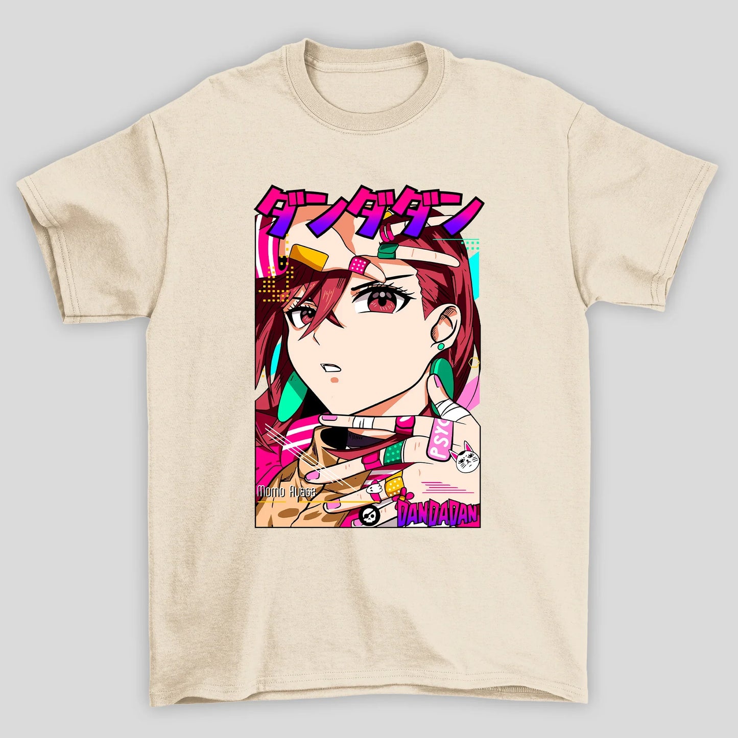 Camiseta Básica Unissex Momo Ayase Kanji Bandeides Dandadan