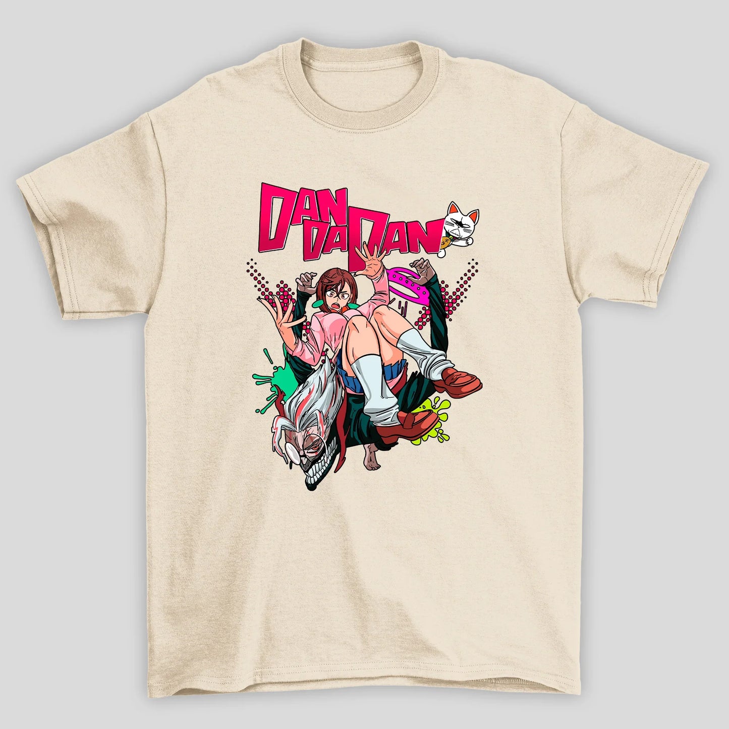 Camiseta Básica Unissex Okarun e Momo Ayase Tinta Dandadan