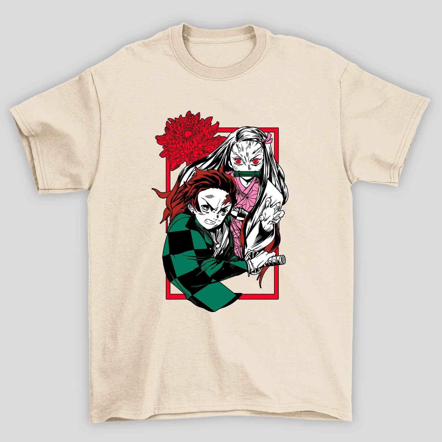 Camiseta Básica Unissex Demon Slayer Nezuko Tanjiro Flor