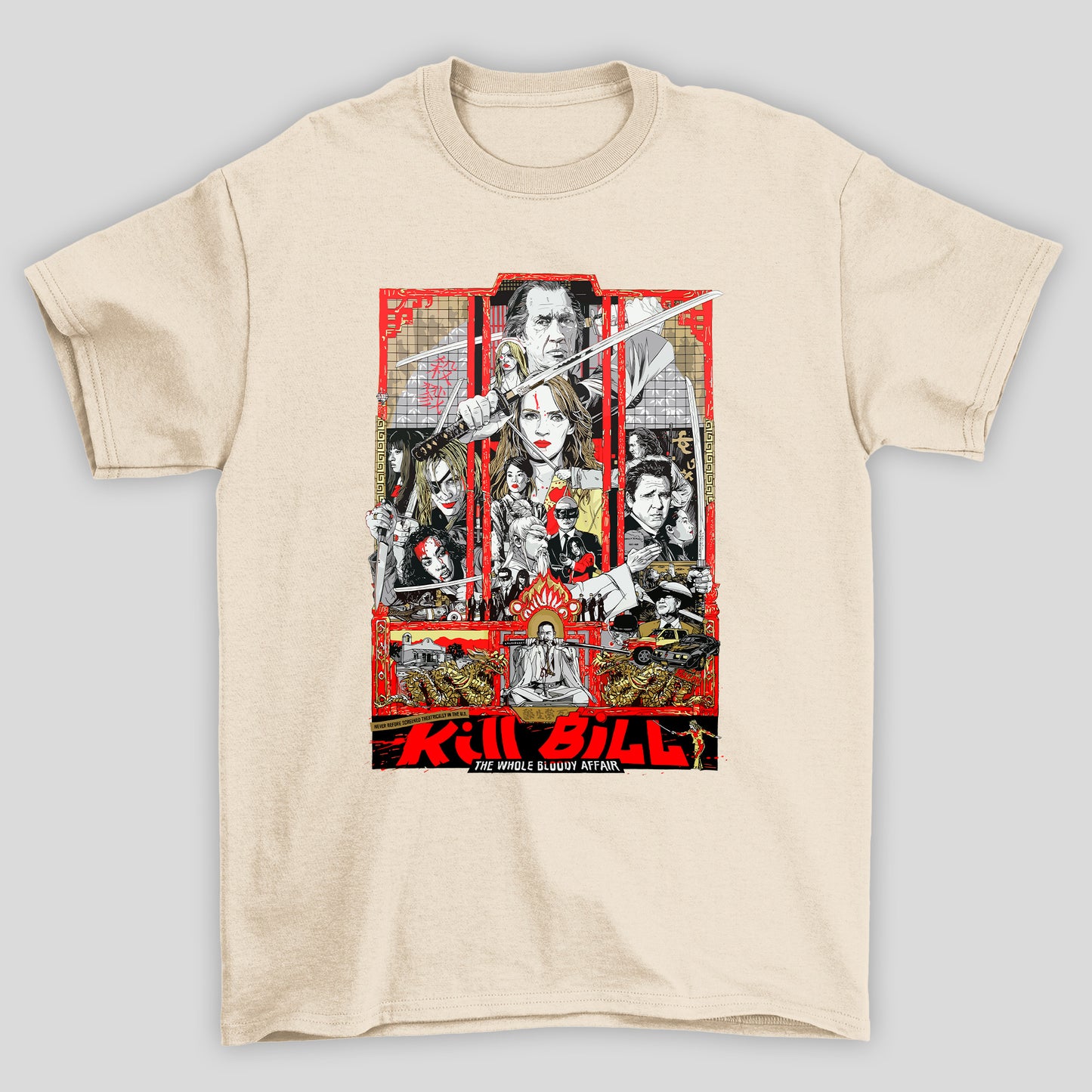 Camiseta Básica Unissex Kill Bill Poster The Whole Bloddy Affair