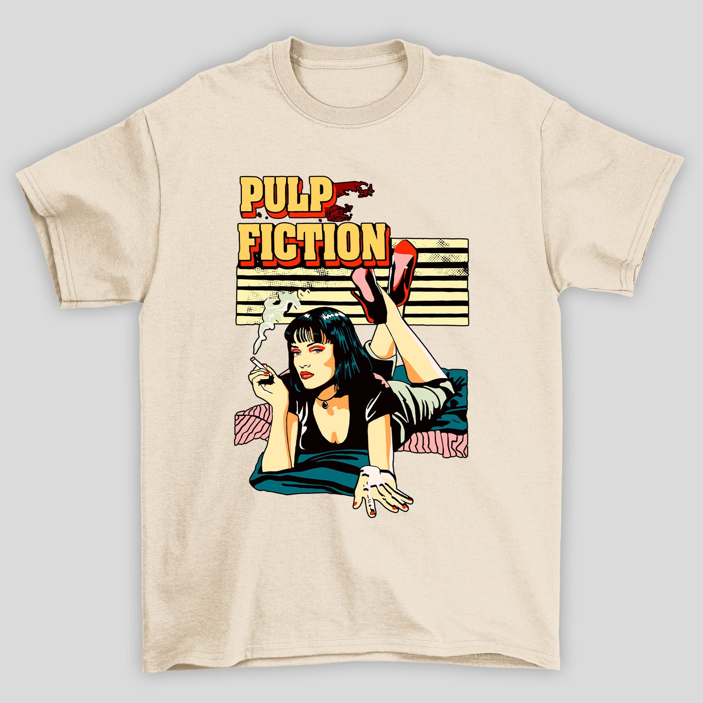 Camiseta Básica Unissex Mia Cigarro Arte Pop Pulp Fiction