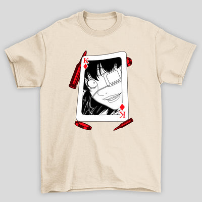 Camiseta Básica Unissex Midari Ikishima Balas Carta Kakegurui