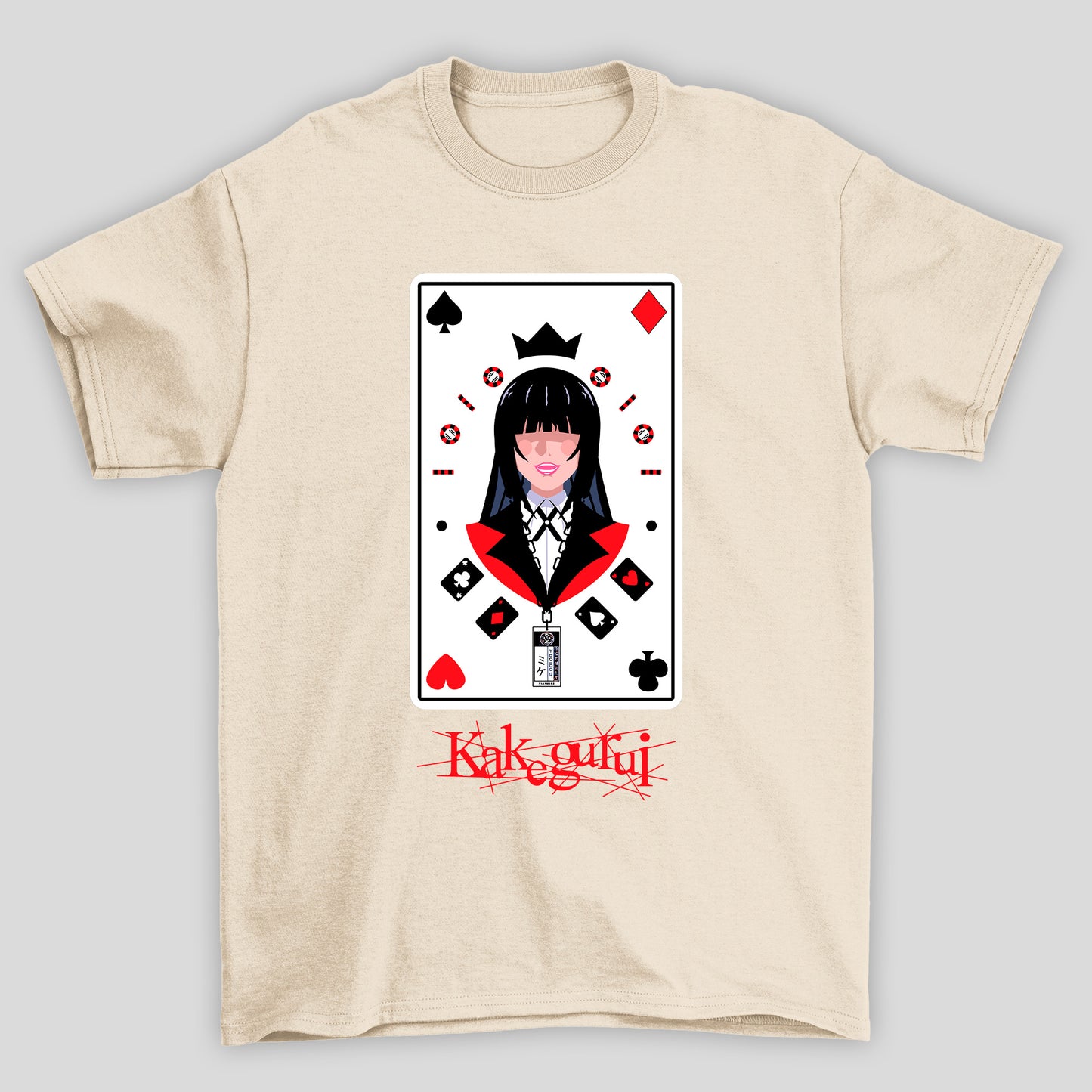 Camiseta Básica Unissex Yumeko Jabani Carta Rainha Kakegurui
