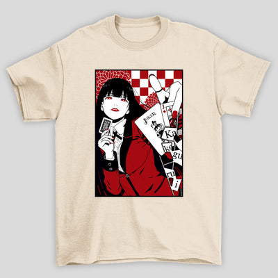 Camiseta Básica Unissex Yumeko Jabami Joker Carta Kakegurui