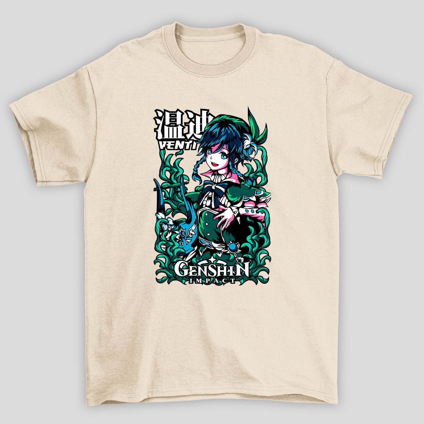 Camisetaa Básica Unissex Venti Kanji Genshin