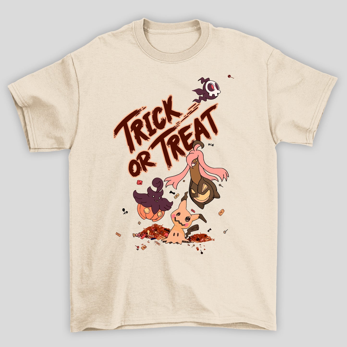 Camiseta Básica Unissex Doces ou Travessuras Pokemon Halloween