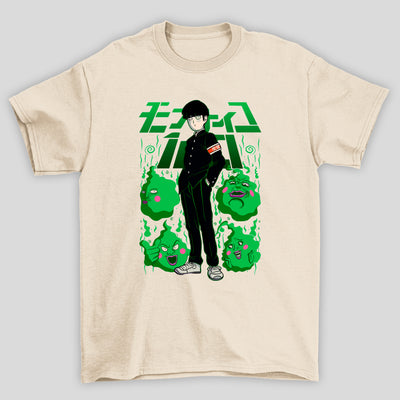 Camiseta Básica Unissex Shigeo Kageyama Fantasma Kanji Mob Psycho 100
