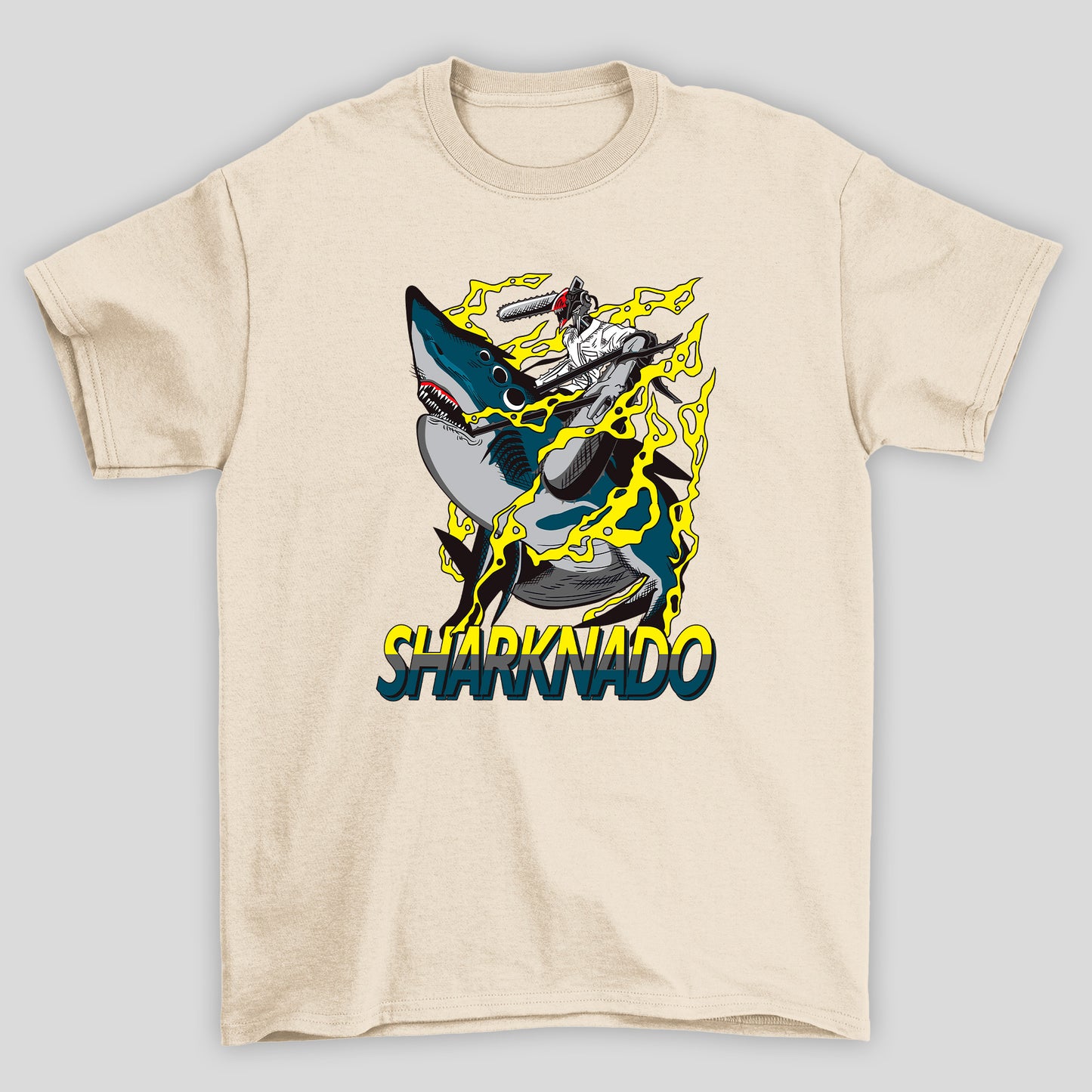 Camiseta Básica Unissex Chainsaw Man Sharknado