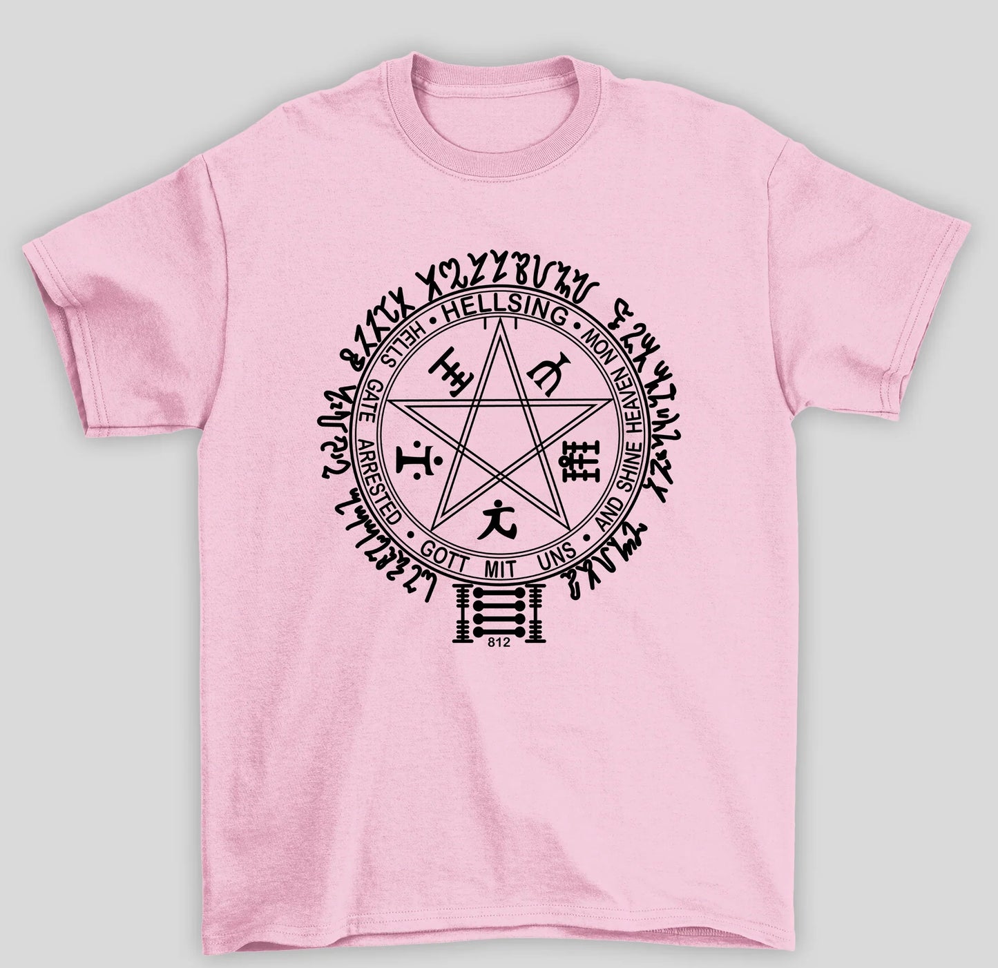 Camiseta Básica Unissex An Hellsing Selo Marca Anime- rosa bebe
