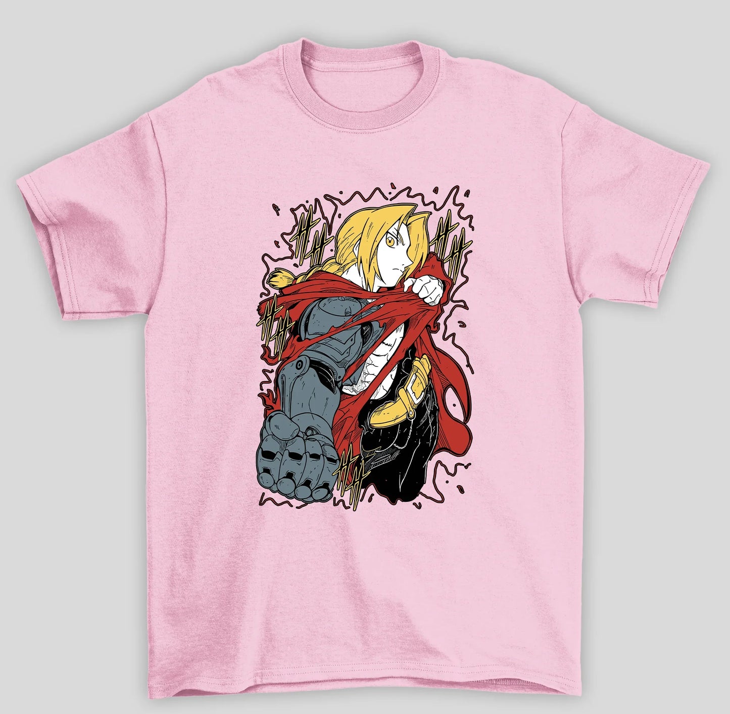 Camiseta Básica Unissex Fullmetal Alchemist Edward T.- rosa bebe