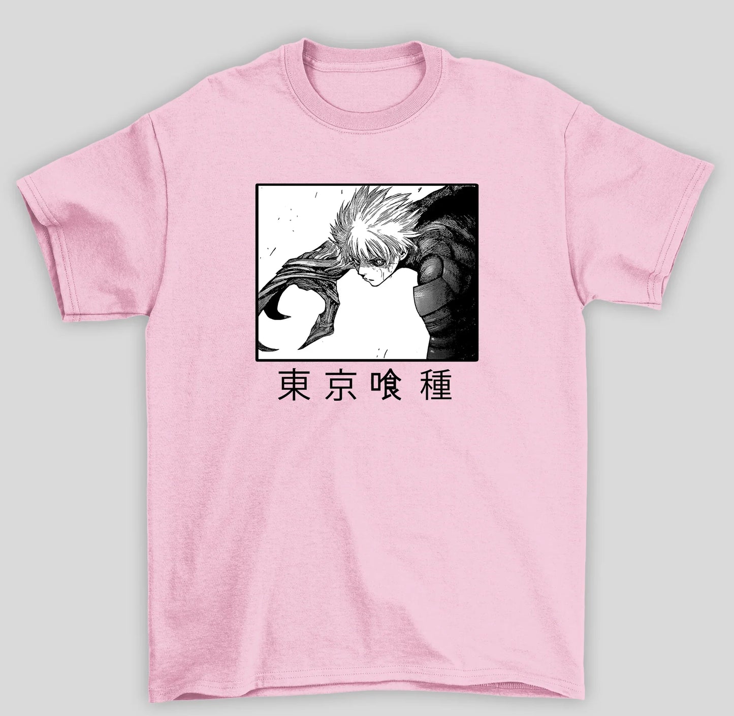 Camiseta Básica Unissex Tokyo Ghoul Ken Kaneki Monstro Carnivoro Canibal- rosa bebe