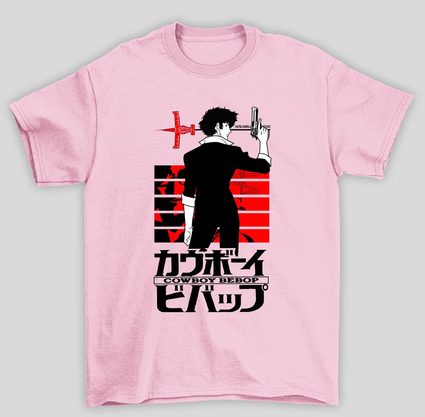 Camiseta Básica Unissex Cowboy Bebop Spike Spiegel- ROSA BEBE