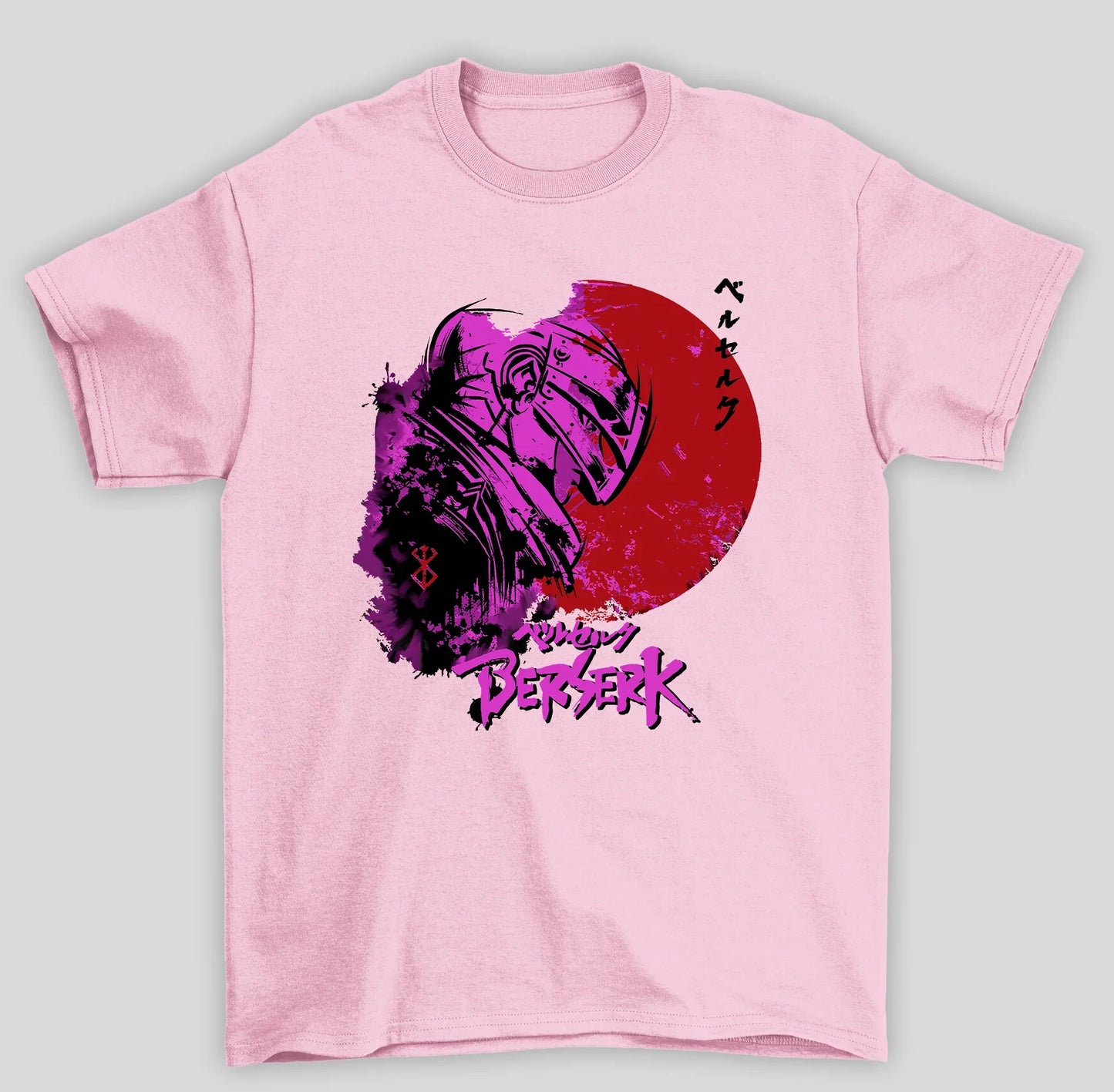 Camiseta Básica Unissex Berserk Anime Mangá- rosa bebe