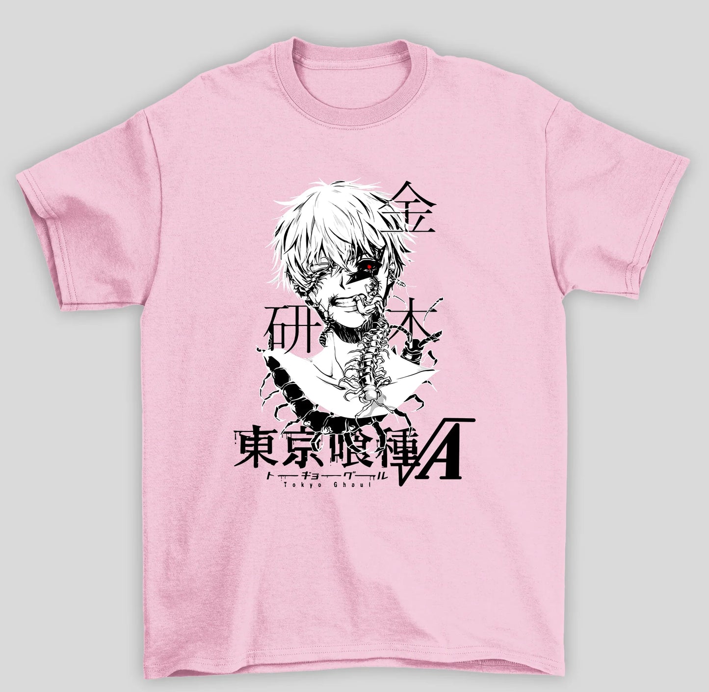 Camiseta Básica Unissex Tokyo Ghoul Ken Kaneki Desconfigurado Japanese- rosa bebe