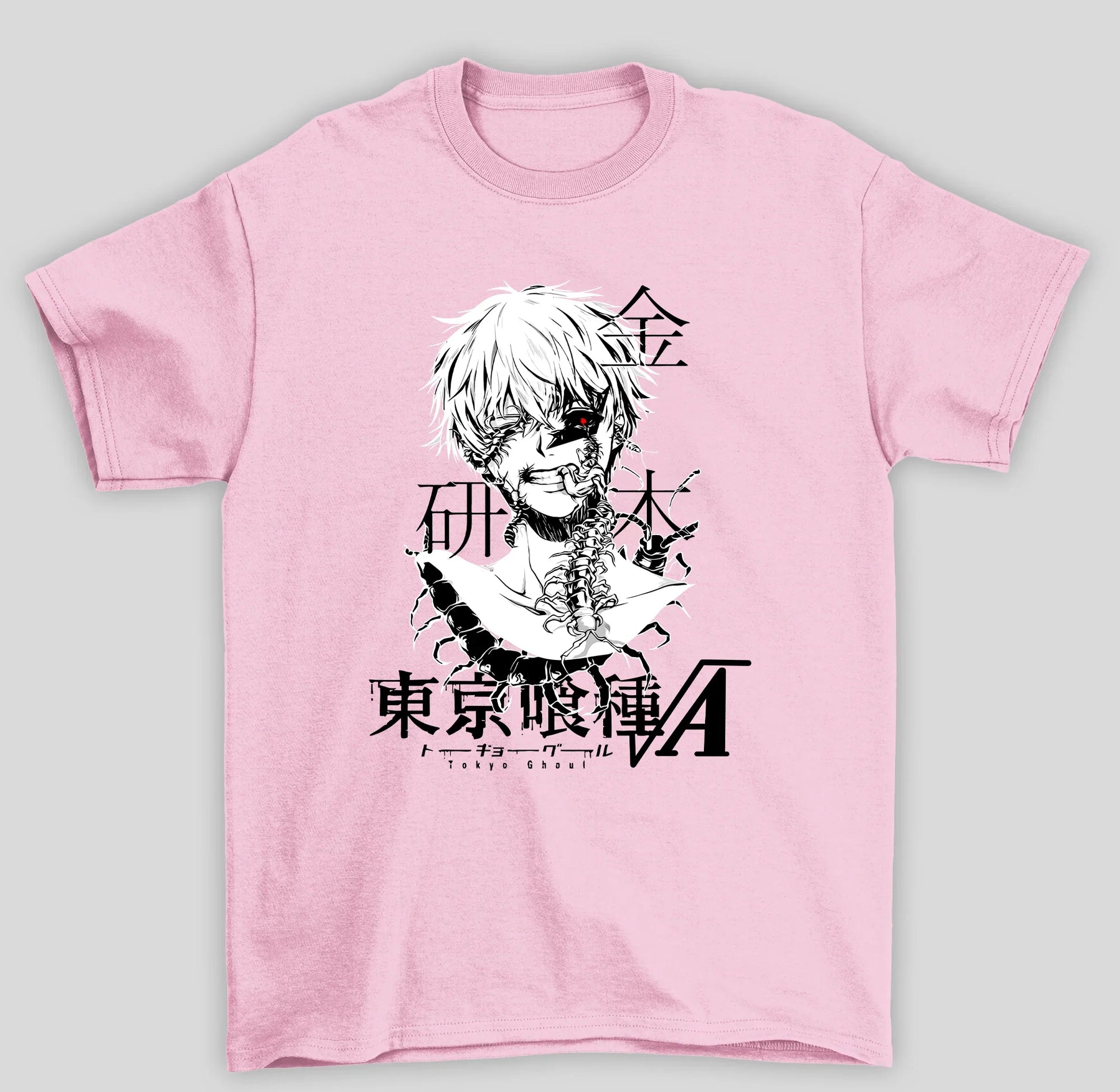 Camiseta Básica Unissex Tokyo Ghoul Ken Kaneki Desconfigurado Japanese- rosa bebe
