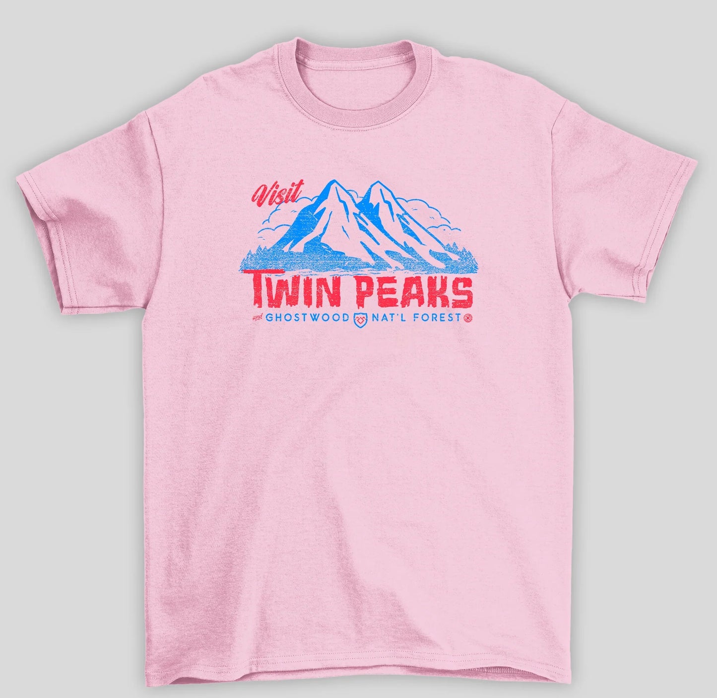 Camiseta Básica Unissex Visit Twin Peaks - rosa bebe