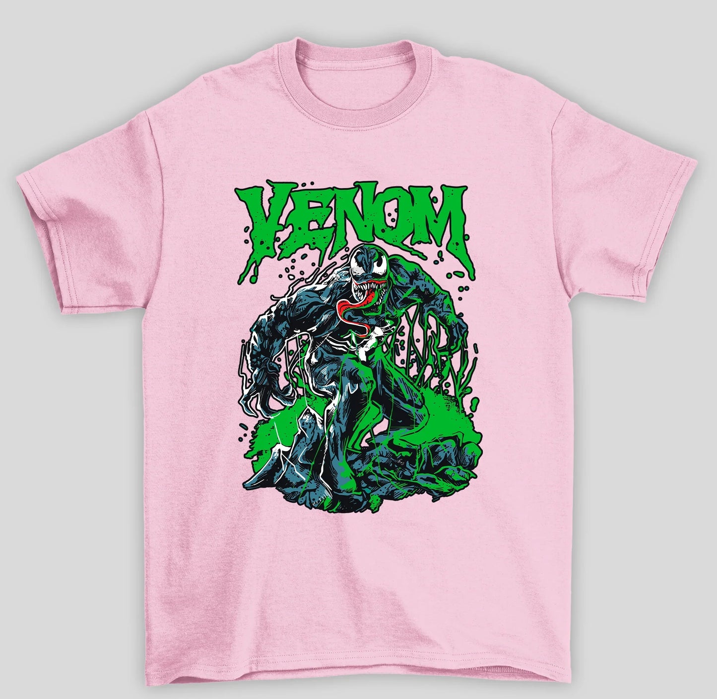 Camiseta Básica Unissex Venom Gosma Verde- rosa bebe