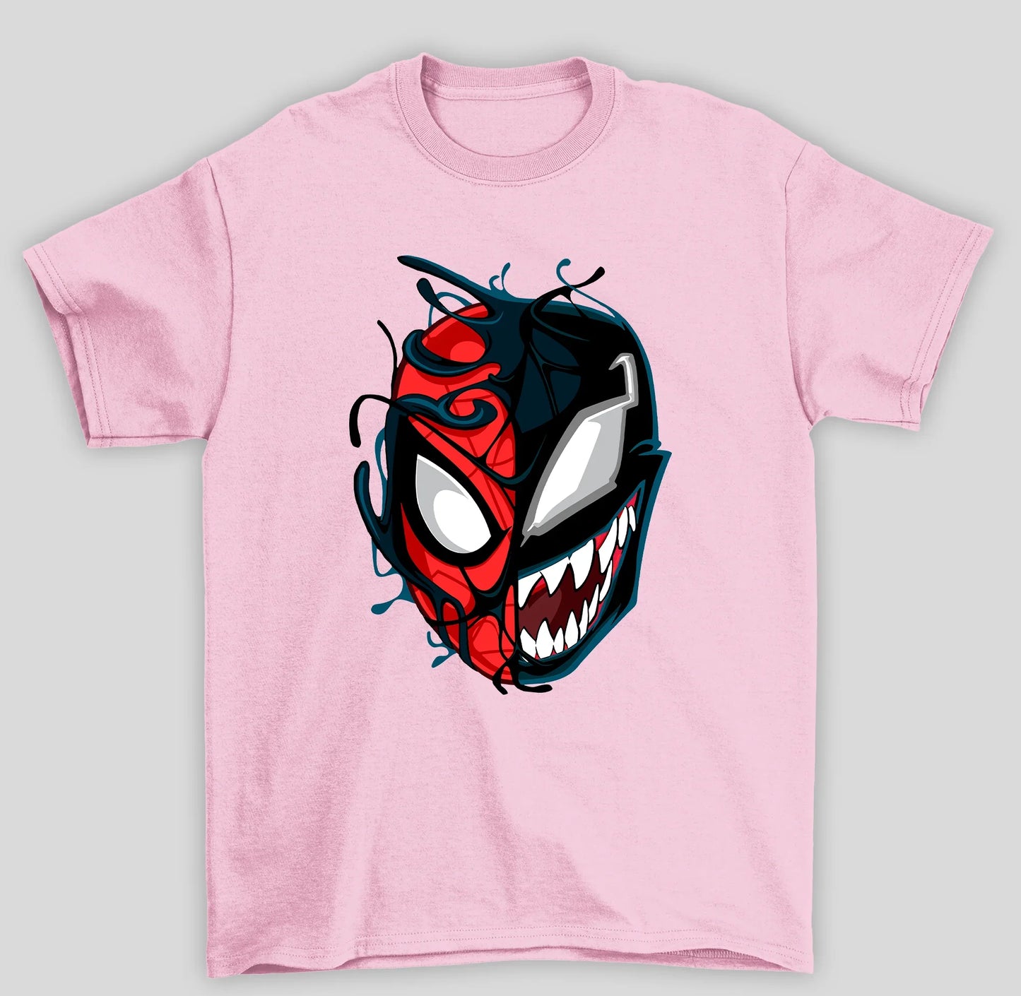 Camiseta Básica Unissex Venom & Homem Aranha- rosa bebe