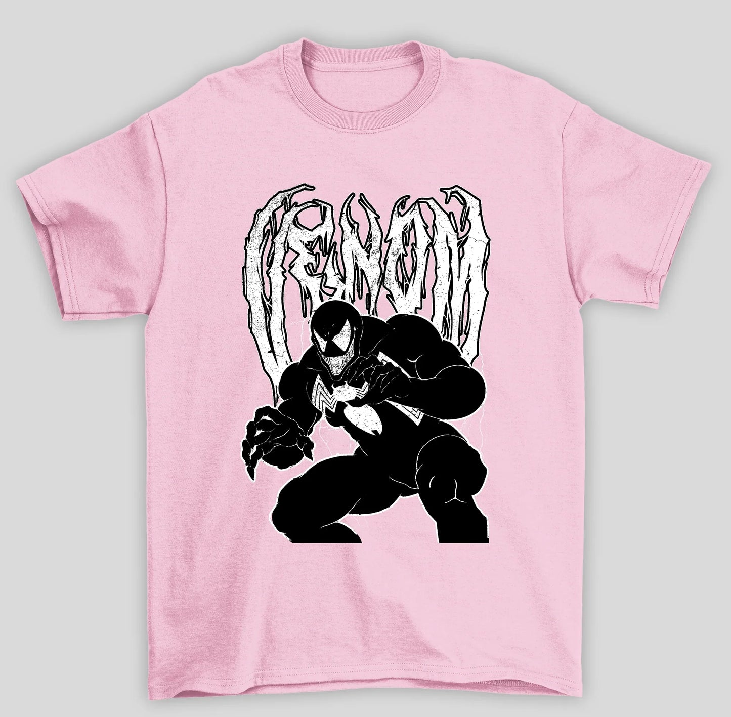 Camiseta Básica Unissex Venom Classico Raios- rosa bebe