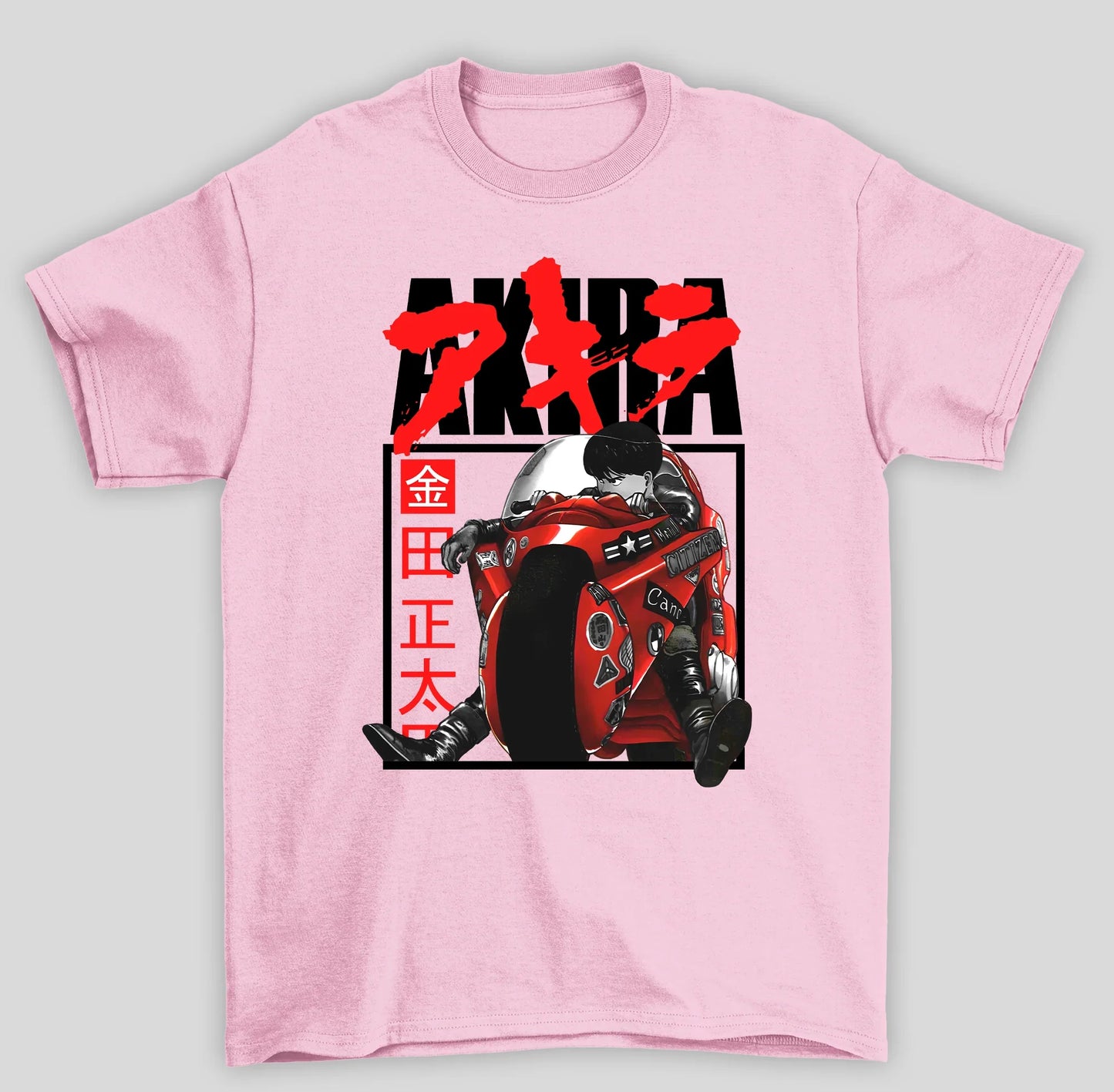 Camiseta Básica Unissex Akira Kaneda Neo Tokio Motoqueiro Anime- rosa bebe