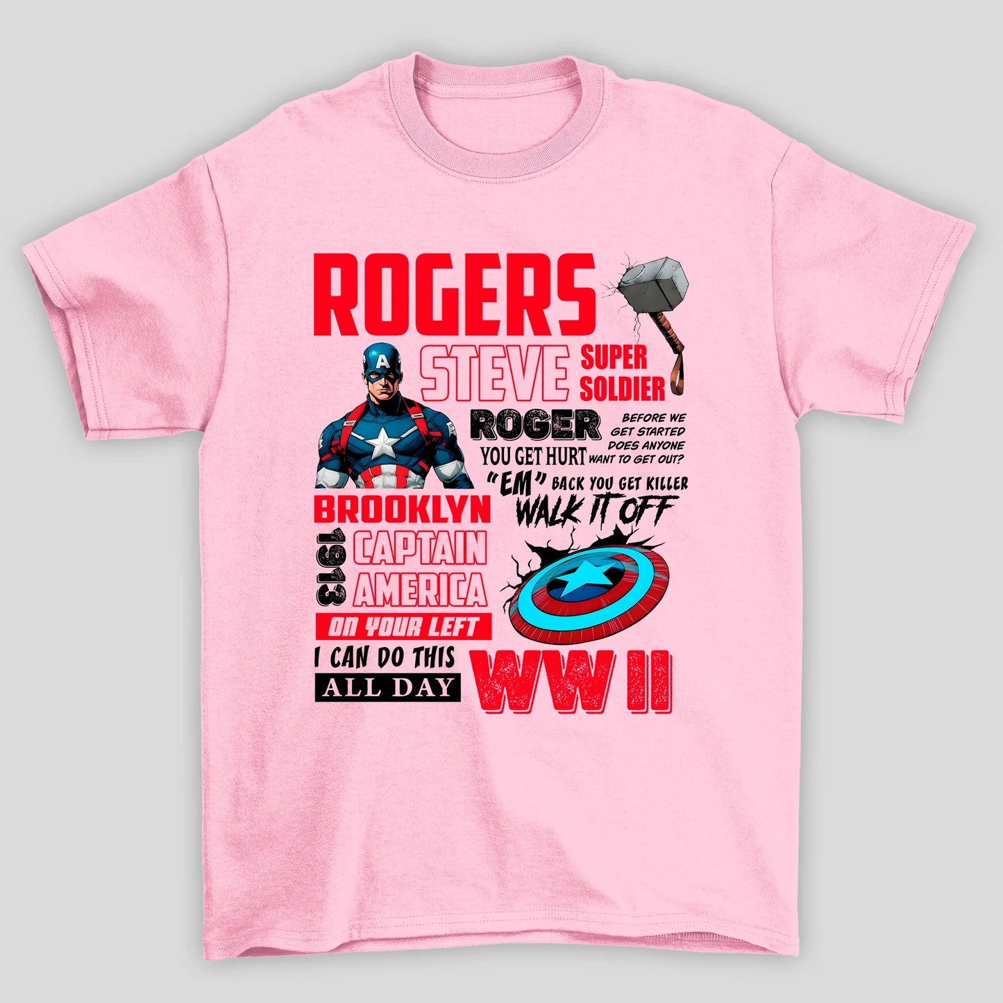 Camiseta Básica Unissex Capitão América Rogers Textos