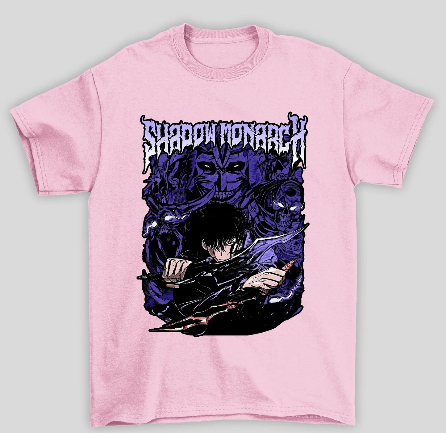 Camiseta Básica Unissex Solo Leveling Shadow Monarch