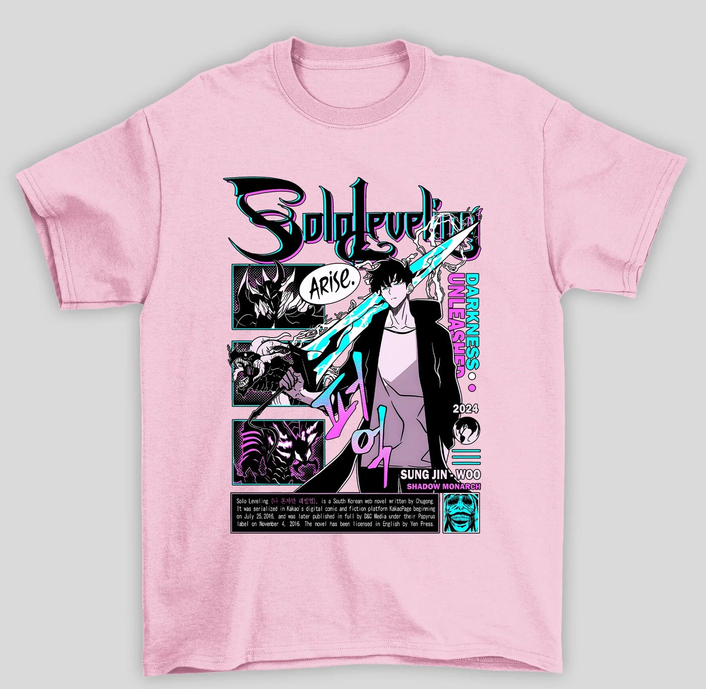 Camiseta Básica Unissex Solo Leveling Sung Espada Azul