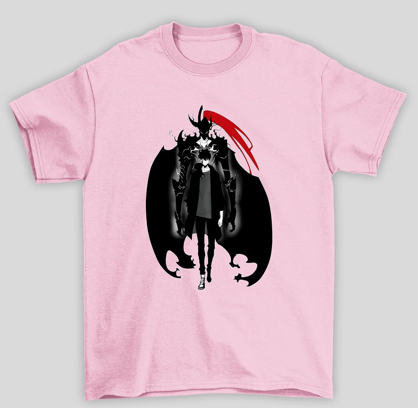 Camiseta Básica Unissex Solo Leveling Sung e Cavaleiro