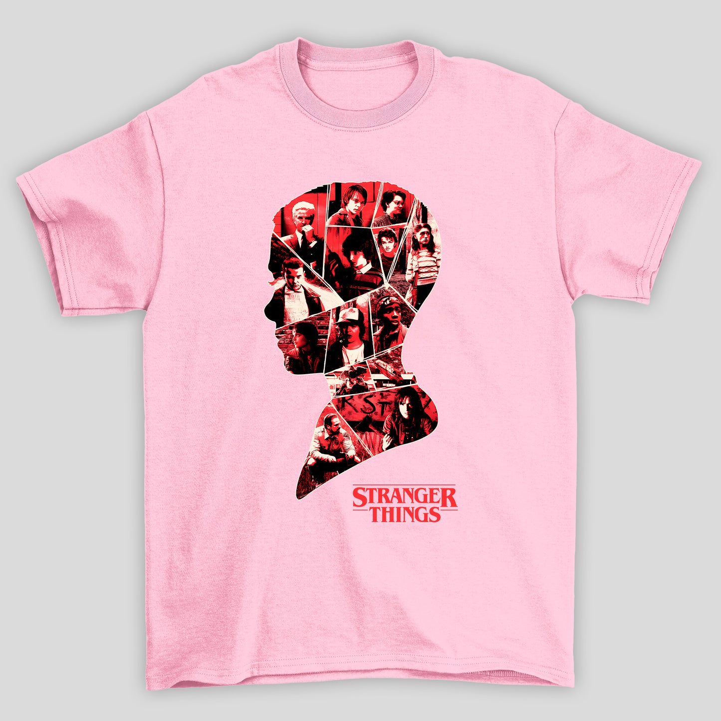 Camiseta Básica Unissex Eleven Silhueta Colagem Stranger Things